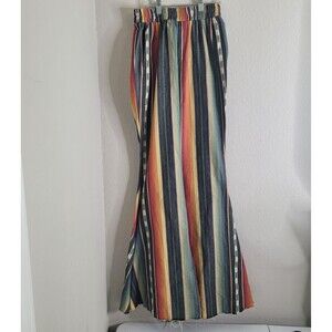 L&B Striped Boot-Cut Pants in Multicolor Vertical Bands